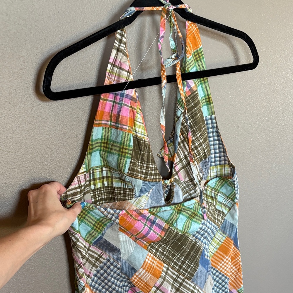 Danny Madras BDG Vibrant Patchwork Halter Dress Vintage Inspired 100% Cotton - Picture 7 of 14